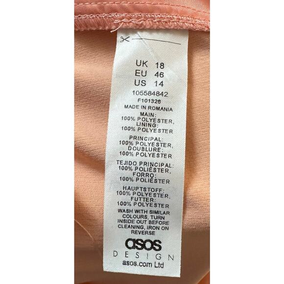 ASOS Tall High Waist Trousers Peach Pink Straight Leg Dress Pants Size 14 Long - Picture 11 of 11